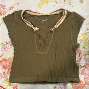 Out from Under Olive Green Ribbed Women's Top M/L